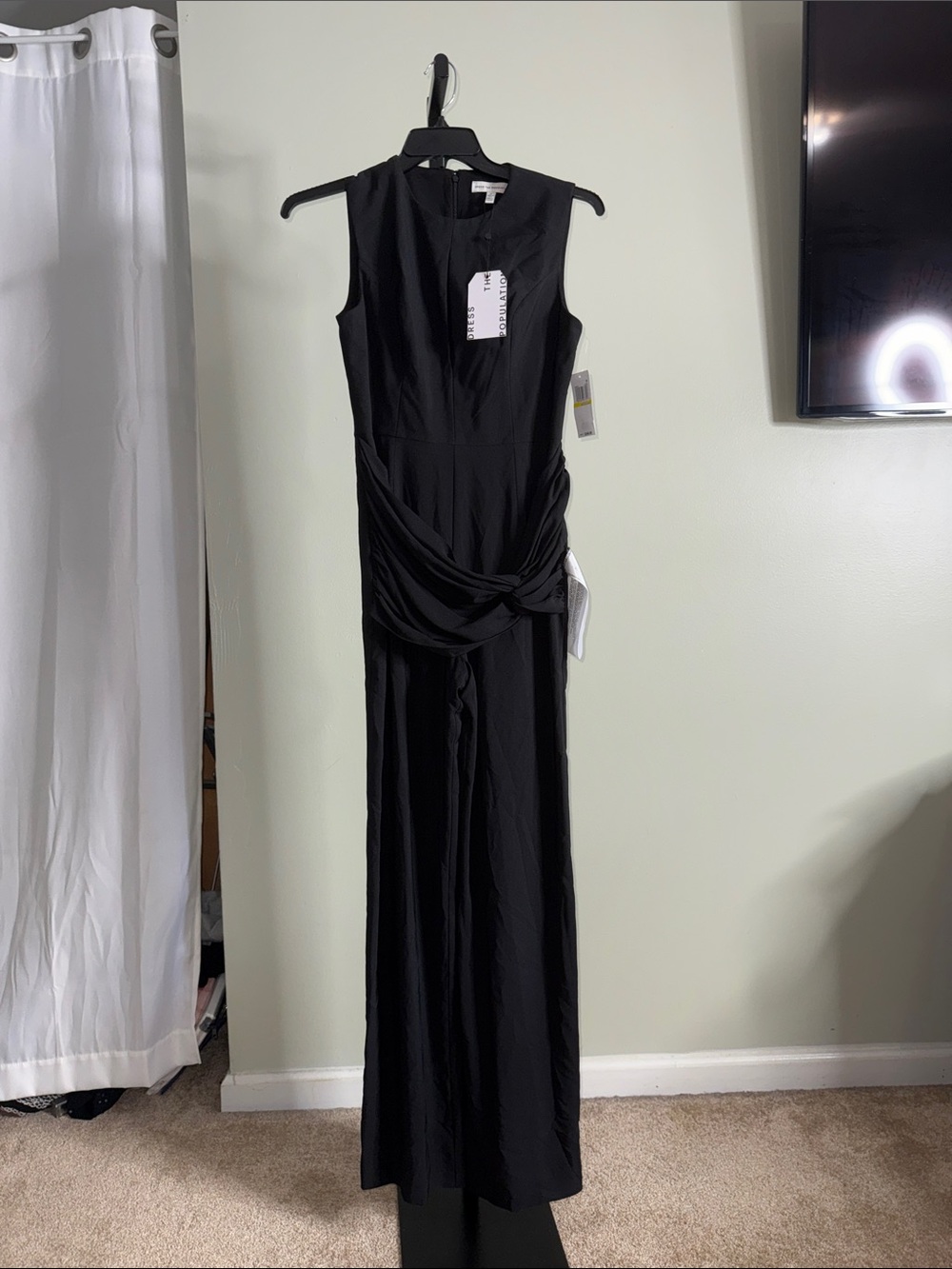 Dress the Population Black Sleeveless Knot-Detail Jumpsuit